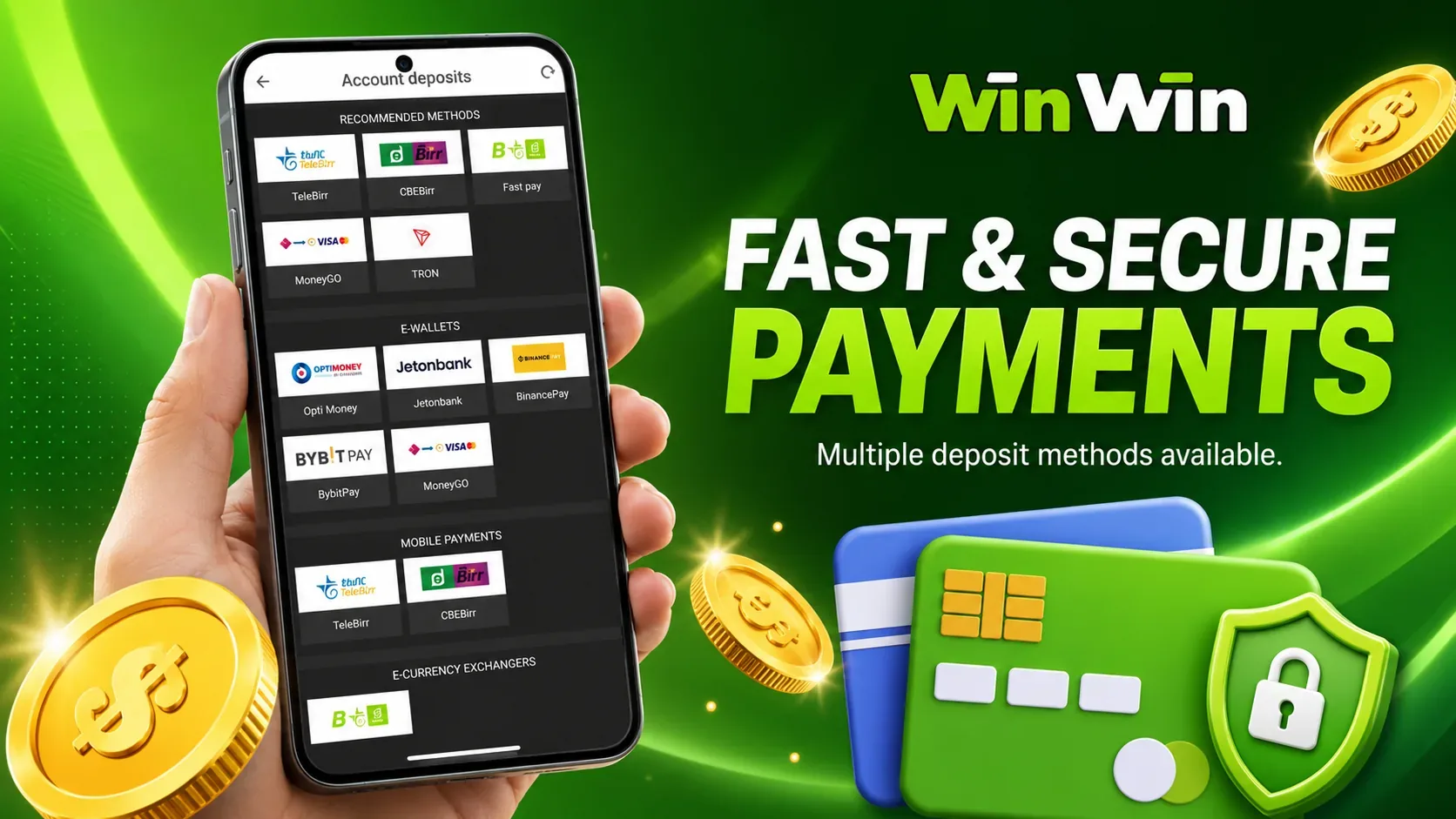 Winwinbet cashier payment methods screen
